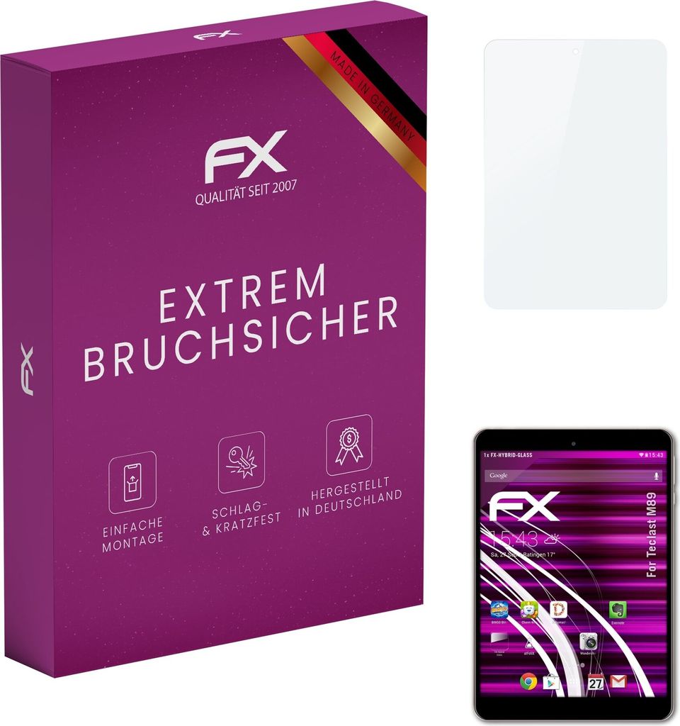 atFoliX FX-Hybrid-Glass Displayfolie kompatibel mit Teclast M89 Glasfolie