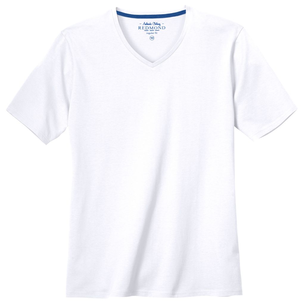 Redmond Basic T-Shirt V-Neck weiß große Größen