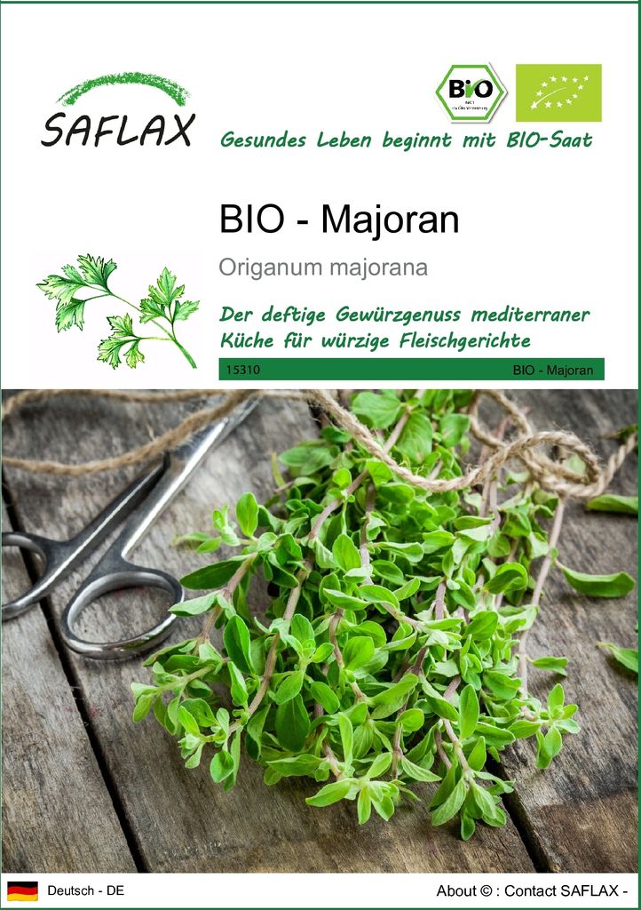 SAFLAX - BIO - Majoran - 700 Samen - Origanum majorana