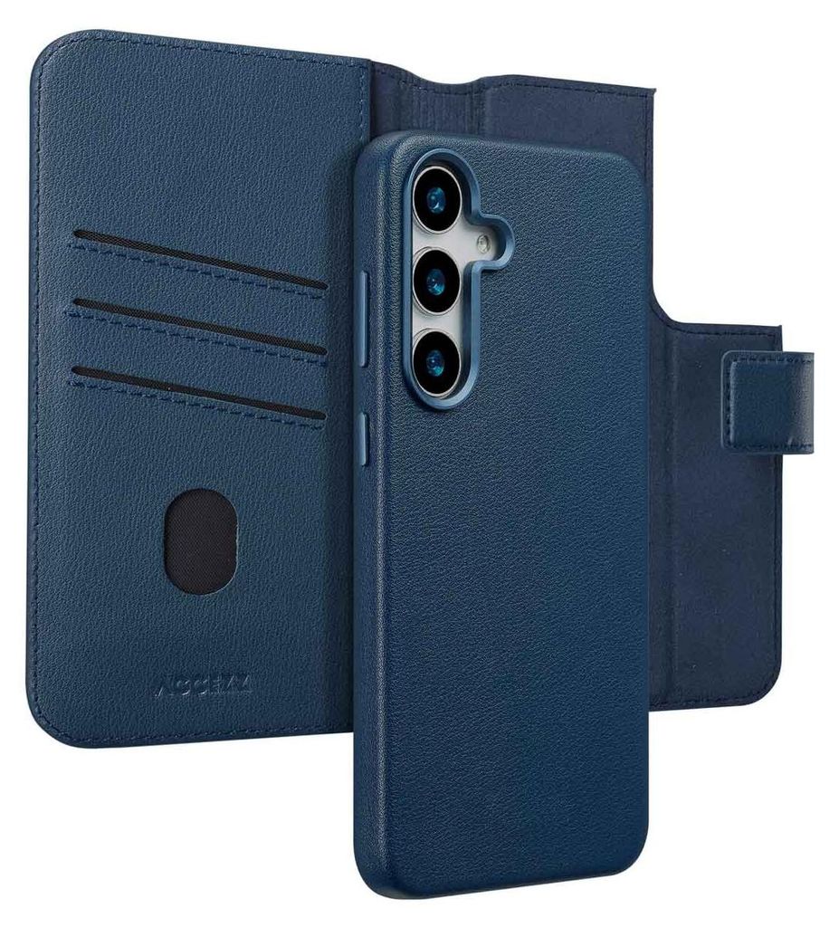 Accezz 2-in-1 Klapphülle aus Leder mit MagSafe für das Samsung Galaxy S25 Plus - Nightfall Blue