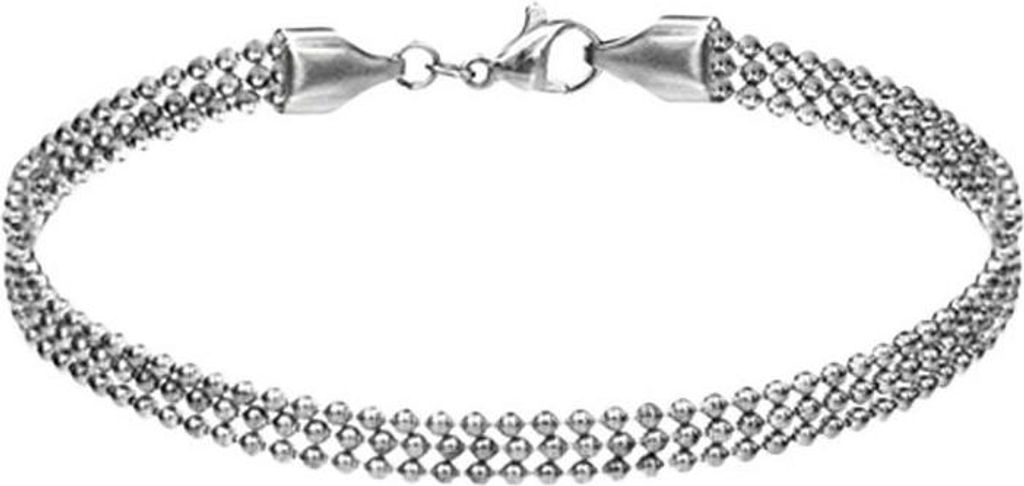 viva-adorno 18cm Edelstahl Damen Armband Damenarmband Edelstahlarmband Armkette Kugelkette SB15_D2, silber 18mm