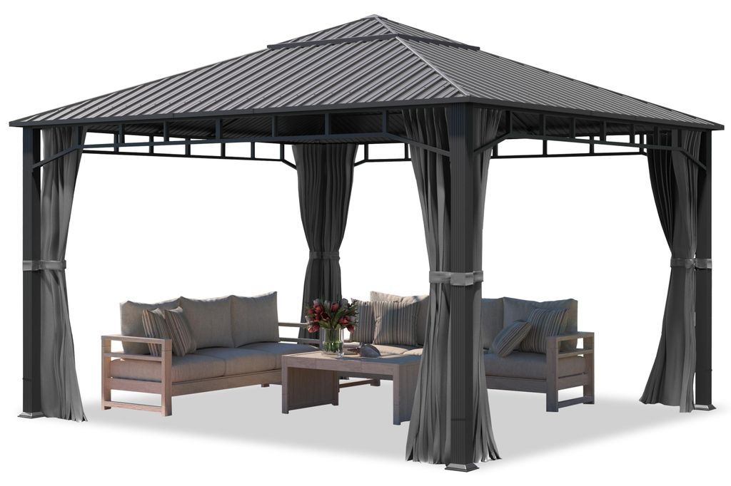 Gartenpavillon 4x4 m Stahldach Hardtop, 4 Seitenteile in Produktbild 