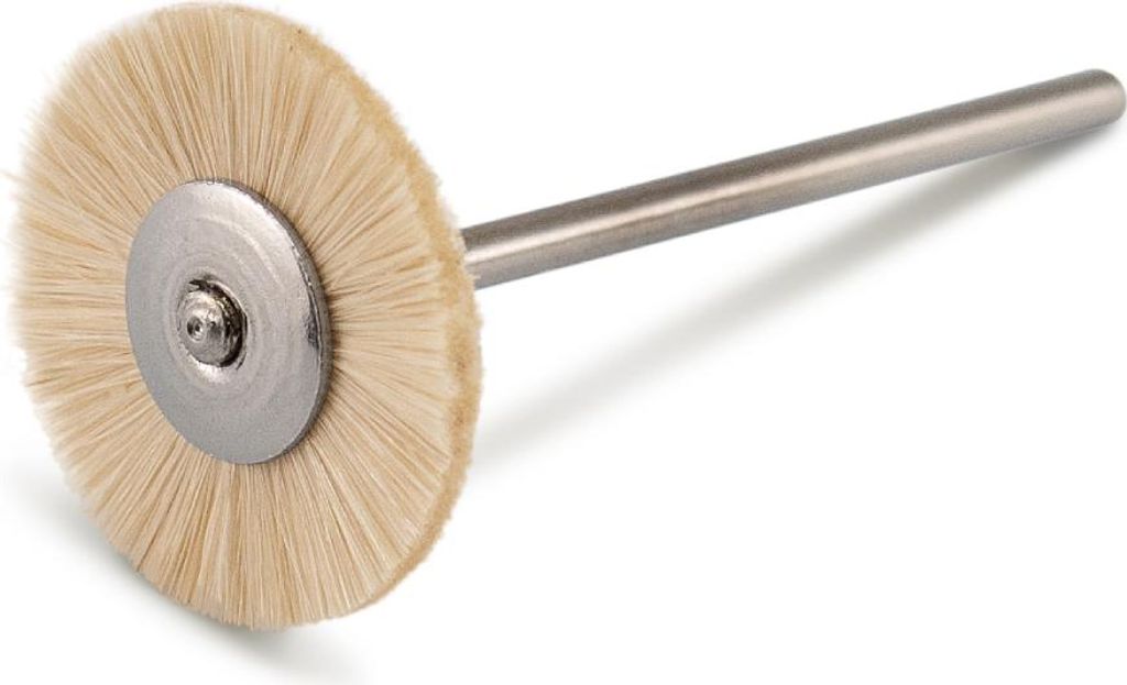 Small circular soft polishing brush wheel goat hair Ø 22 mm soft HP-shank