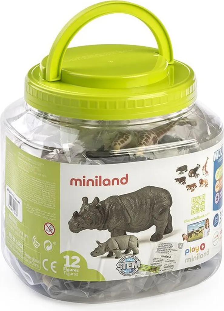 Figurines Animaux Sauvages Miniland Multicolores Éducatives 12 Pcs
