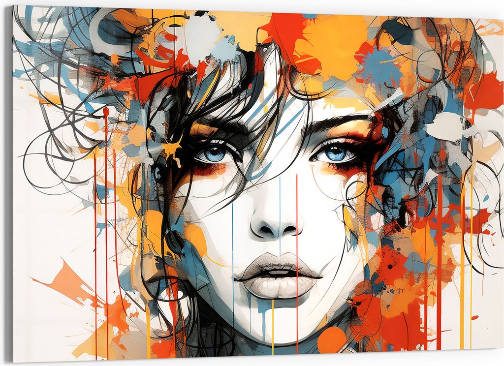 DEQORI Glasbild Echtglas 90x60 cm 'Farbexplosion der Seele' Wandbild Bild modern Deko