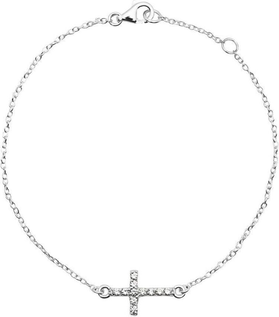 JEWLIX 925 Silberarmband mit Kreuzanhänger Zirkonia SB0116
