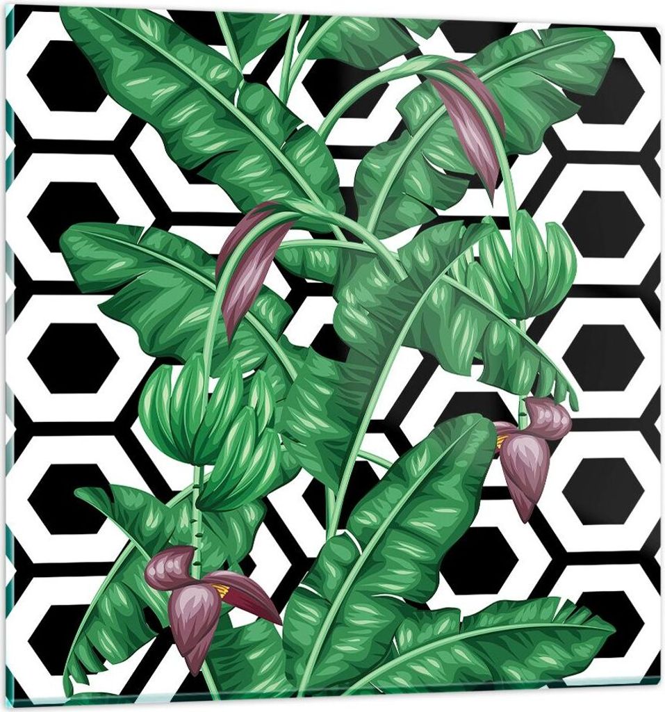 Bilder auf glas - Blatt Pflanze Blume - 70x70cm - Glasbilder - Wandbilder - Kunstdruck - zum Aufhängen bereit - Wanddekoration aus Glas - Glas Bil...