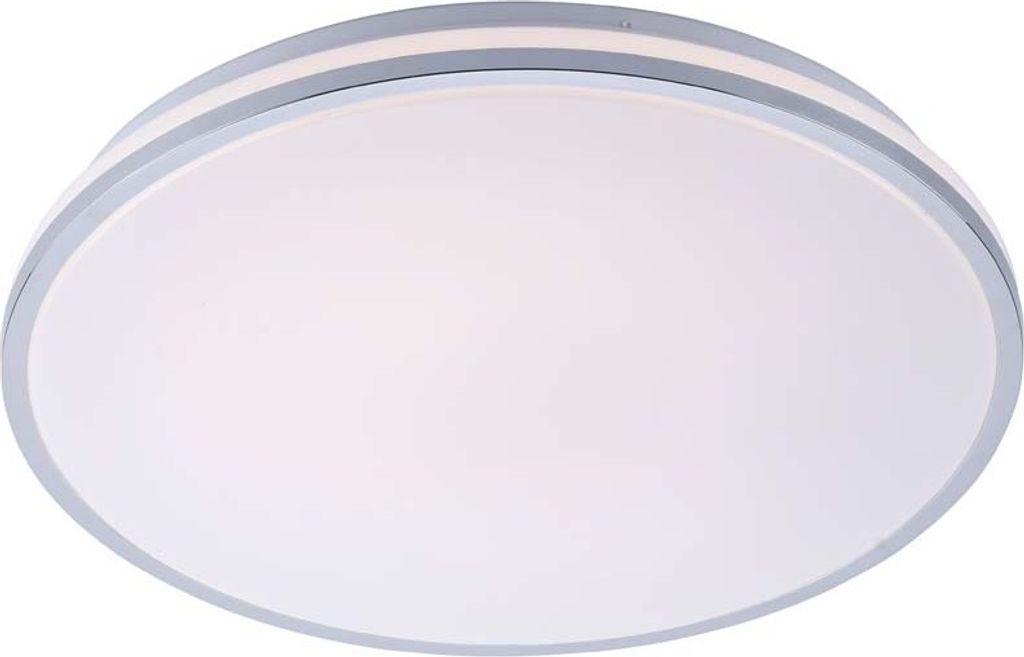 LED Deckenleuchte, IP44, chrom, weiß, rund, D 49 cm