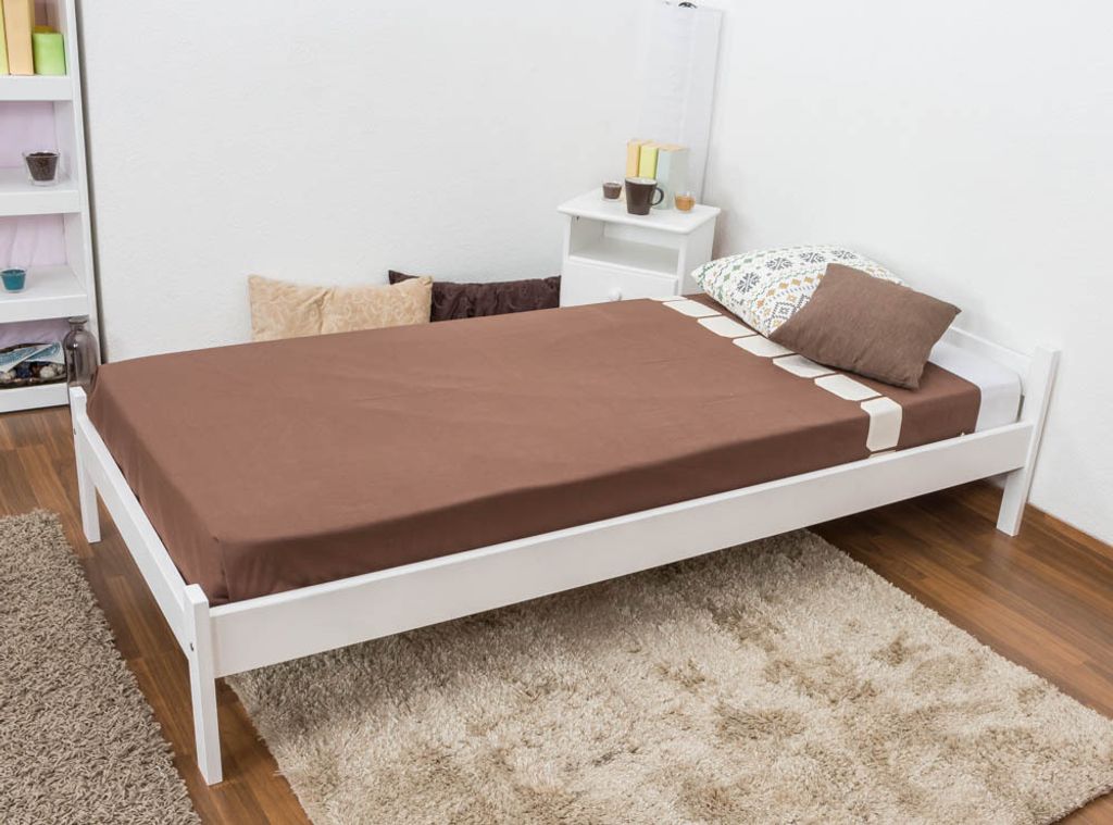 Weißes Kiefer Bett 90 x 200 cm Weiß massiv
