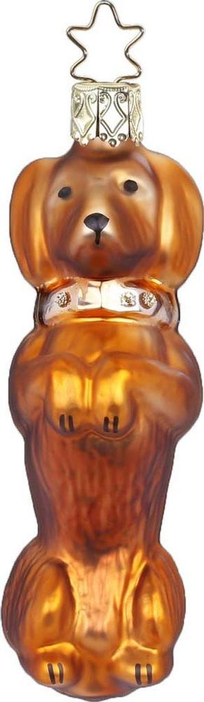 Christbaumschmuck Dackel auf Hinterbeinen Glas 9.5cm braun, Produktbild 