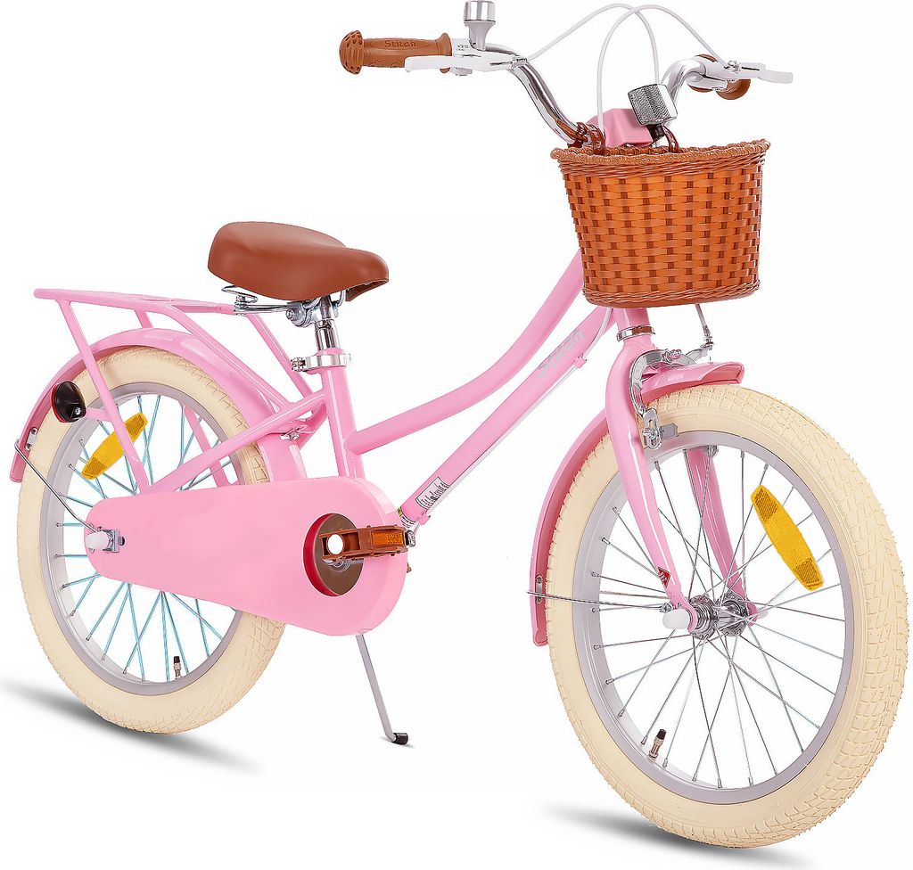 STITCH 12 & 14 & 16 & 18 Zoll Mädchenfahrrad mit Korb, Klingel, Stützrädern, Gepäckträger, Kinderfahrrafür 2-9 Jahre alte Mädchen & Jungen...