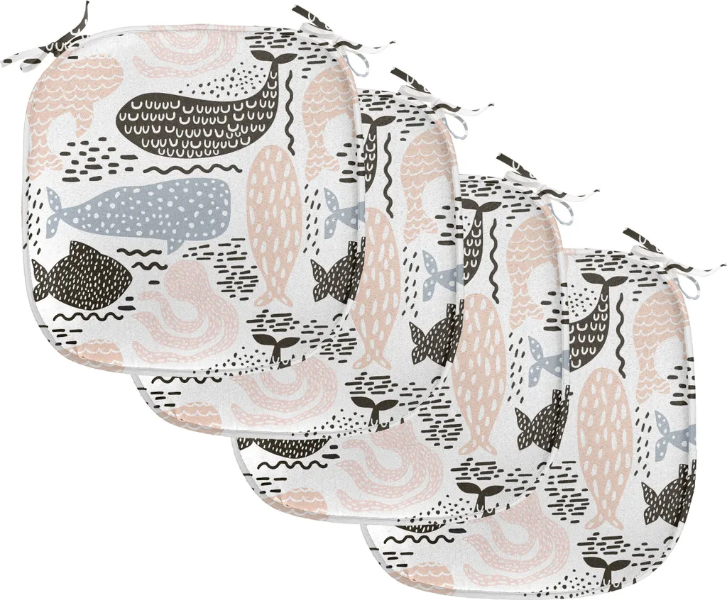 Set 4 Cuscini Sedia 40x40 ABAKUHAUS | Lavabili Impermeabili Blu Pesca