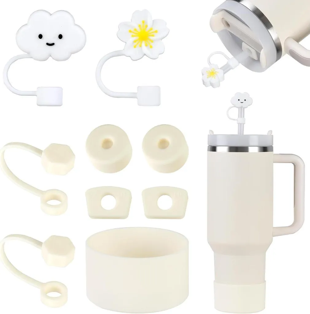 Set Accessori Silicone Stanley Cup 1,2L 850ml Giallo Crema | Kit 8 Pezzi