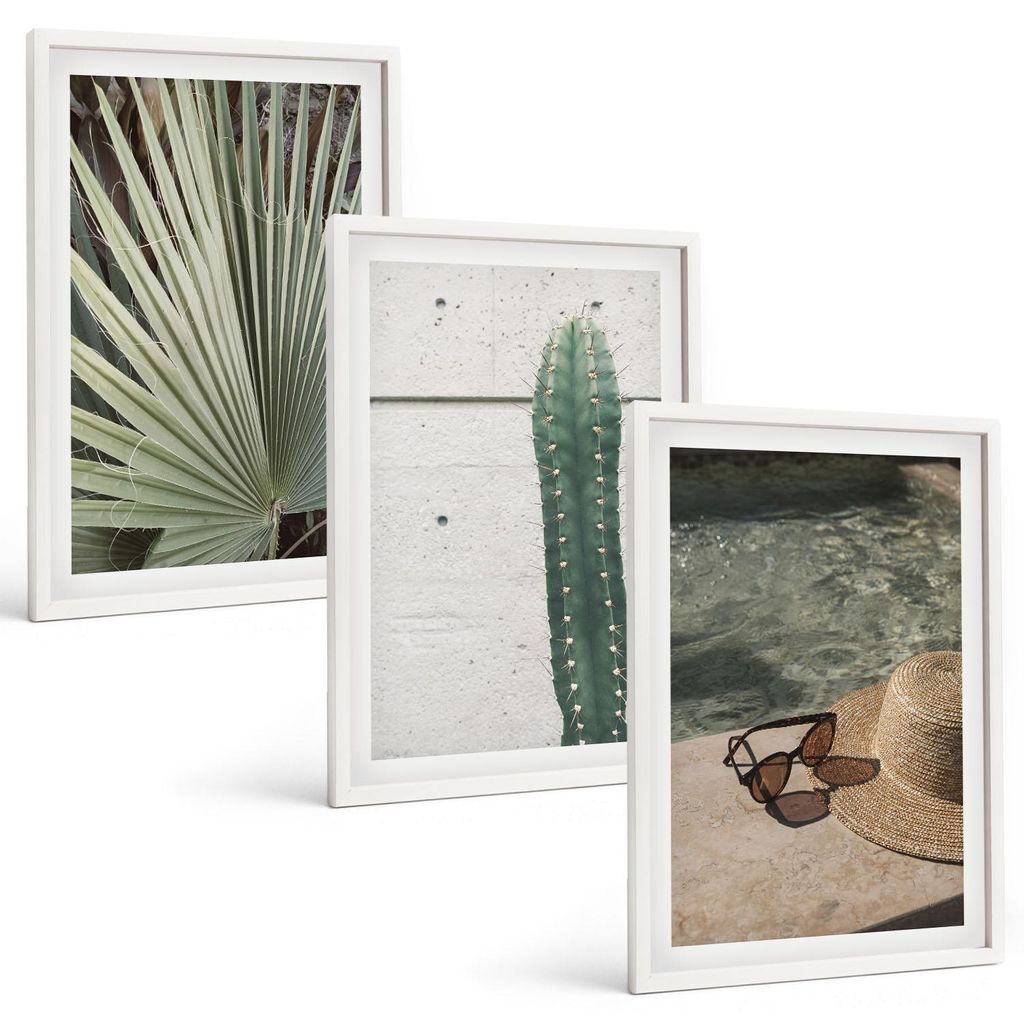 Bilder Set 3-teilig im weißen Rahmen – Wandbilder 3 Stück – gerahmte Poster für Wohnzimmer, Schlafzimmer und Flur – 40x60 cm – Zubehör ...