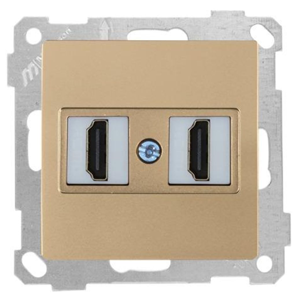 2-fach HDMI-Steckdose Gold Optik – Unterputz IP20 für Innen – CANDELA