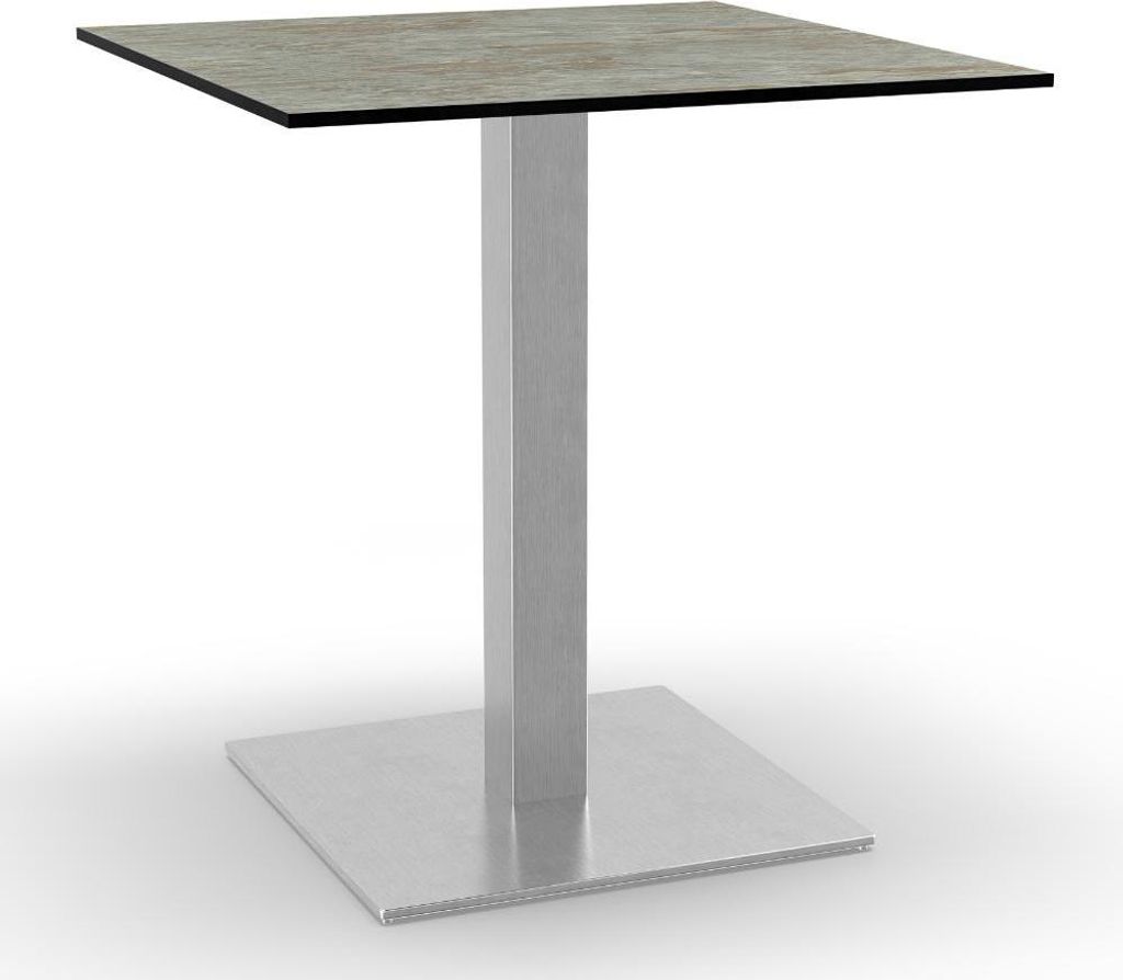 Bistrotisch HPL Compact Premium | 70x70 cm Beton Grau | Edelstahl-Gestell 50x50 cm