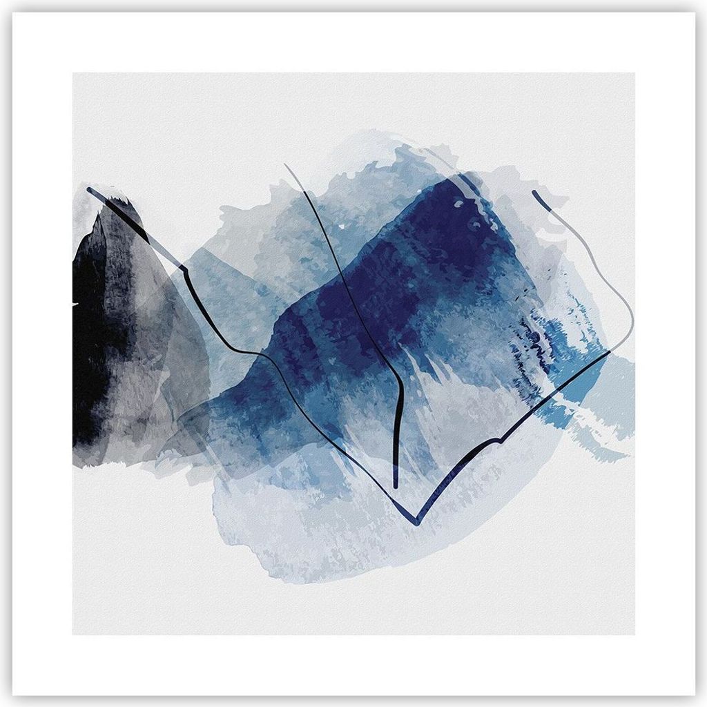 Poster - Poster ohne Rahmen - Blau Schwarz Abstraktion - 40x40 cm - Wand Bild - Wanddeko - Wandbilder - Kunstposter - Wandposter - Bilder - Kunstdr...