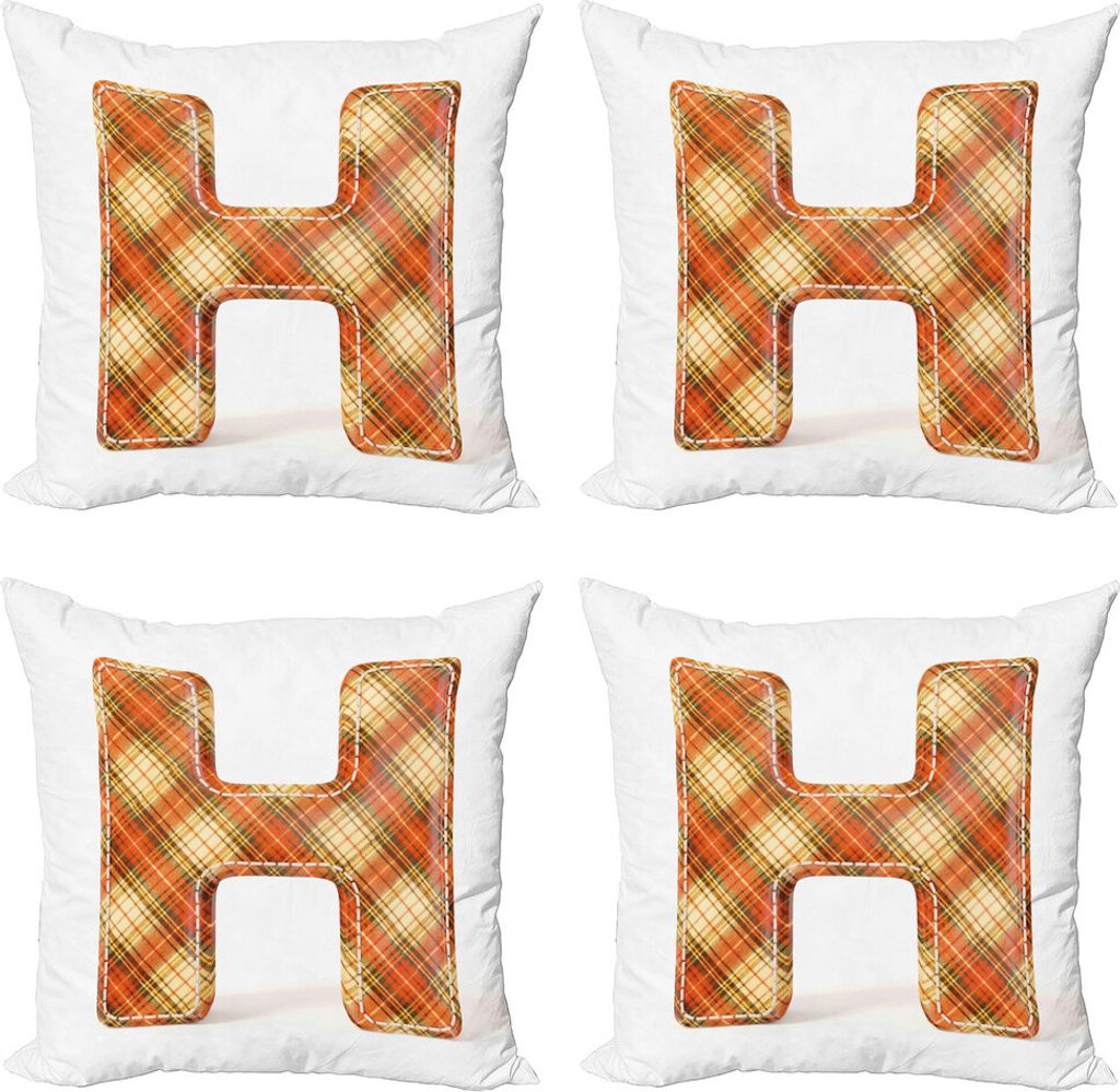 ABAKUHAUS Buchstabe H Kissenbezug Set (4 Stück), Retrostil Typeset, Moderner Doppelseitiger Digitaldruck, 45 cm x 45 cm, Blassgelb Vermilion