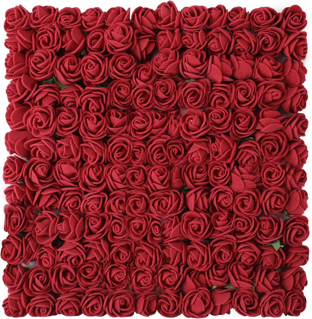 144 Stück dunkelrote künstliche Blumen, Mini-Schaumrosen, kleine künstliche Rosen für DIY-Dekorationen zu Valentinstag, Hochzeiten, Partys, Fes...