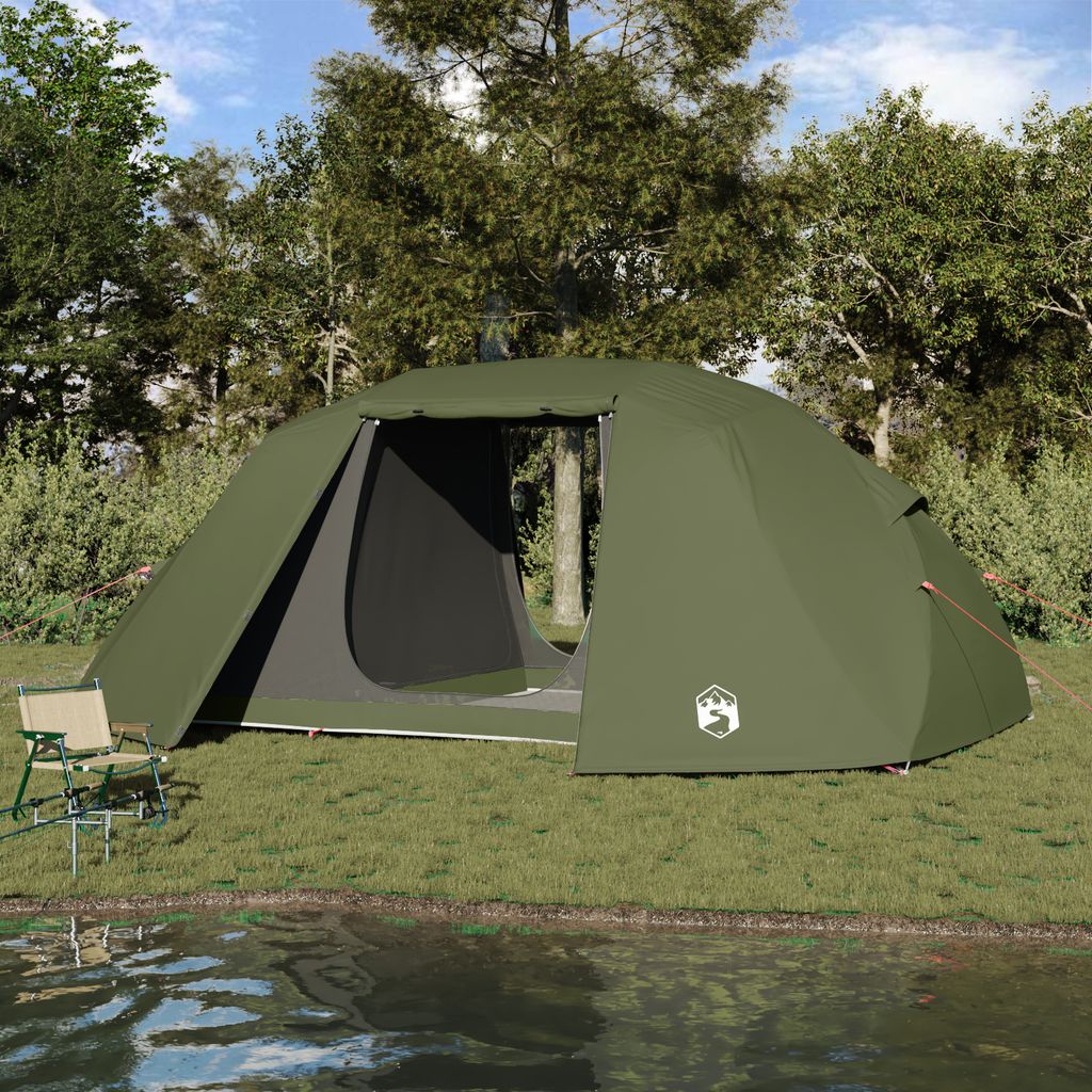 Angelzelt Olivgrün Polyester 7 Personen Langlebig Angelzelt, Campingzelte DesignMöbel Neu
