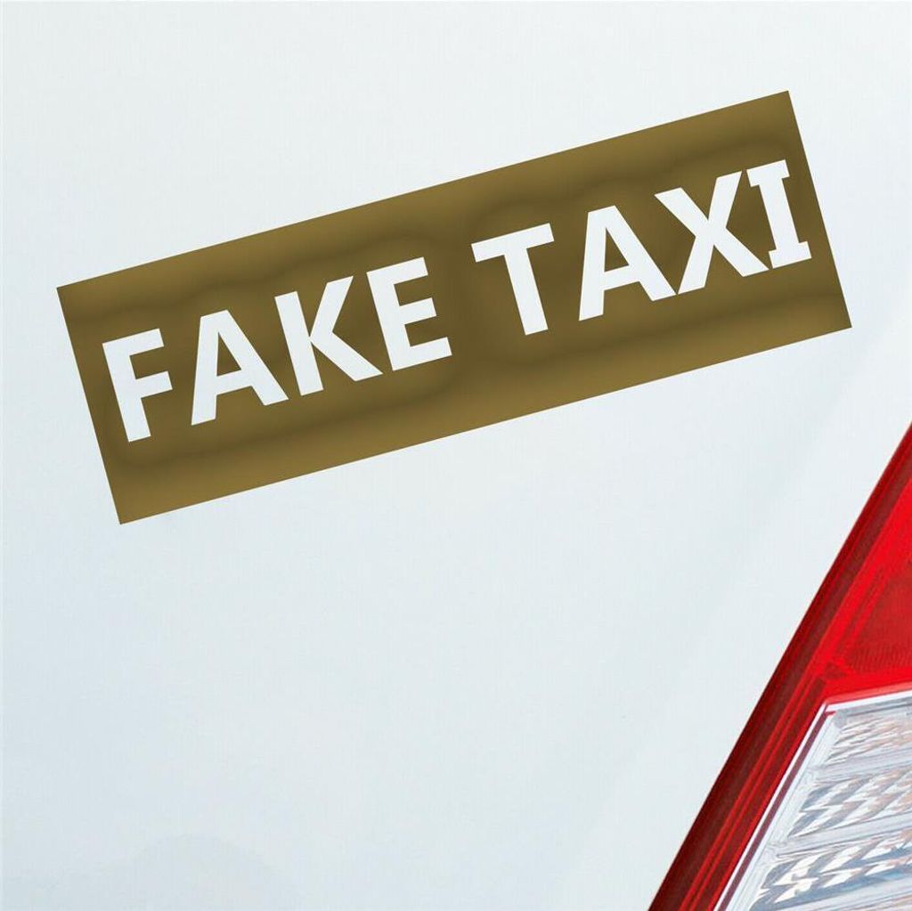 Auto Aufkleber Fake Taxi Car Schriftzug 19x6 cm Gold Sticker Heckscheibenaufkleber