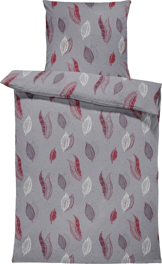 Winter Bettwäsche Thermo Fleece Flausch Kuschelig Warme Garnitur Bettbezüge Set, Größe:3 teilig 200x200 cm, Farbe:Blätter grau bordeaux