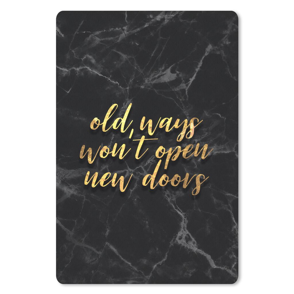 MuchoWow Mauspad Mousepad Zitat - Tür - Gold - Schwarz 18x27 cm - Mousepads - Maus Mat - Pad - Mausunterlage
