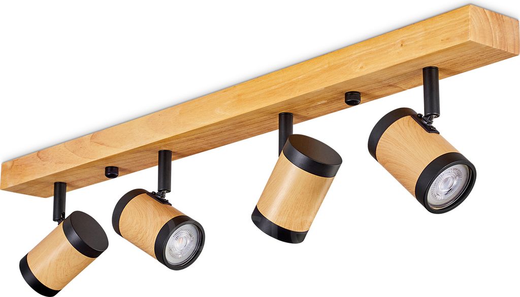 Trento moderne Deckenlampe aus Holz/Metall in Natur/Schwarz