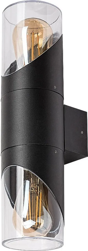 Éclairage façade maison moderne applique ronde noire aluminium IP54 E27
