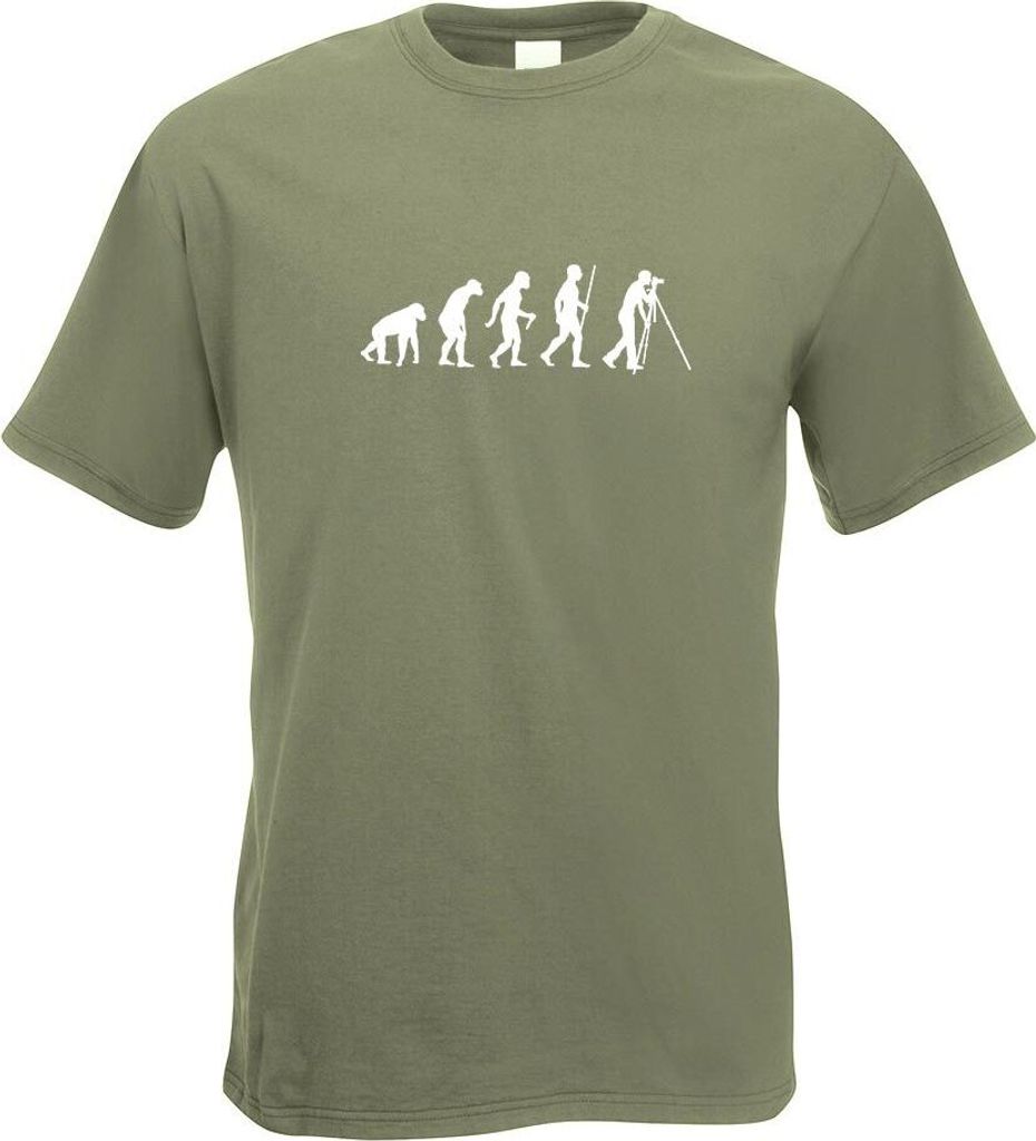 Kiwistar - T-Shirt - Olive - Fotograf Fotografie Evolution Motiv Bedruckt Funshirt Design Print - mit Motiv Bedruckt - Funshirt Design - Sport - Fr...