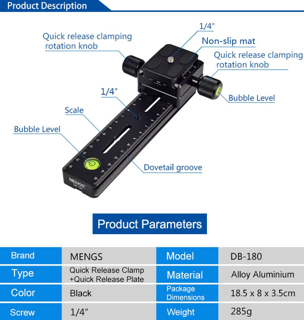 MENGS MPU-100 Schnellwechselplatte Arca-Swiss Für DSLR Kamera Stativ-Kugelkopf