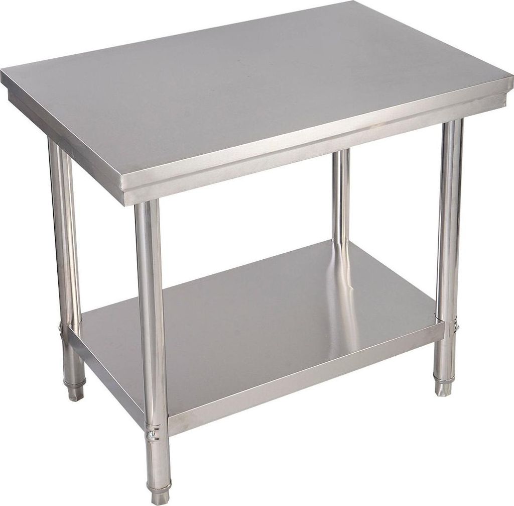 Edelstahl Küchentisch Arbeitstisch Gastro Tisch mit Zwischenbord 92x61x90cm