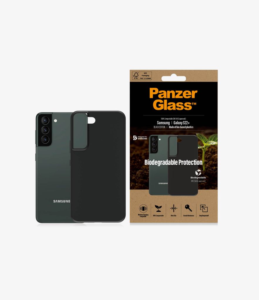 PanzerGlass biologisch abbaubare Schutzhülle Samsung Galaxy S22 Plus, Cover, Samsung, Samsung - Galaxy S22+, Schwarz