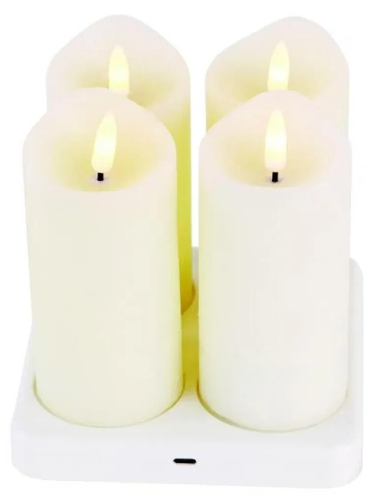 ACA Bougies LED rechargeables X0741694 - Set de 4 bougies blanc chaud