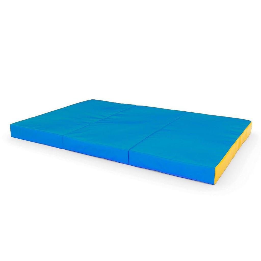 Turnmatte 3-teilig Blau-Gelb 150x100x10cm | Weichbodenmatte | Gymnastikmatte | Fitnessmatte