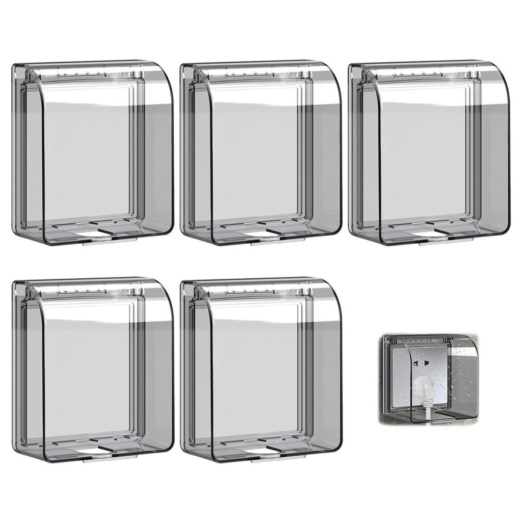 Steckdosenabdeckung 5er-Set, Typ 86, Wasserdicht & Wetterfest, Transparent, Schutz für Wandsteckdosen, Ideal für Bad & Küche, 92×88×73 mm