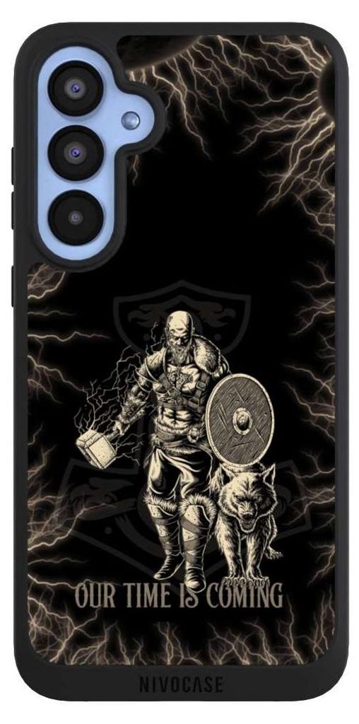 NIVOCASE Handyhülle für Samsung Galaxy A55 5G Hülle NIVOpure Case Schwarz Serienmotiv Vikings Wikinger
