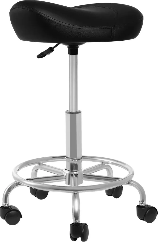 Siège de bureau type selle à roulettes réglable - Tabouret ergonomique