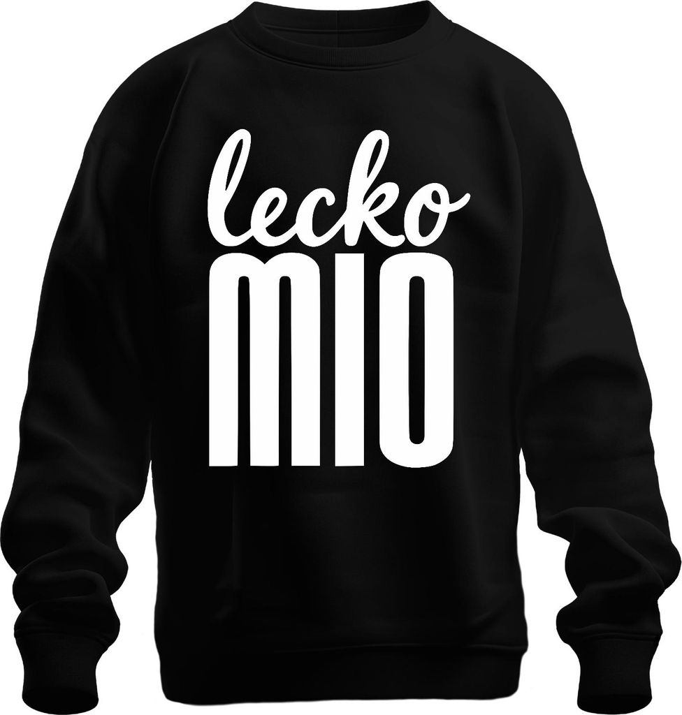 lecko mio lustiger Spruch bayerisch Dialekt Geschenk Retro Humor Uni Sweatshirt Pullover, Schwarz, XXL