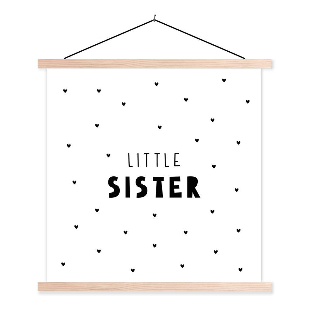 MuchoWow Textilposter Mädchen - Kleine Schwester - Sprichwörter - Zitate 60x60 cm mit holzfarbenen Rahmen - Wanddekoration