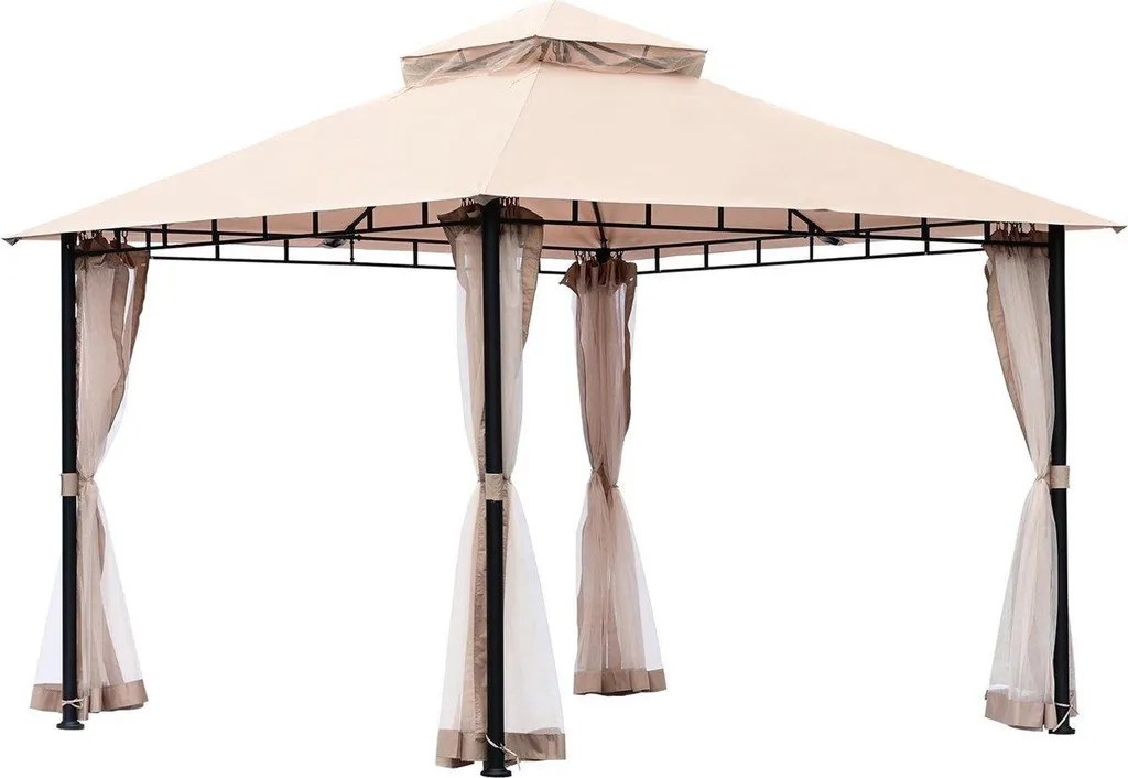 Barnum pliable 3,3m pour réception et fête de jardin - Beige Luxe
