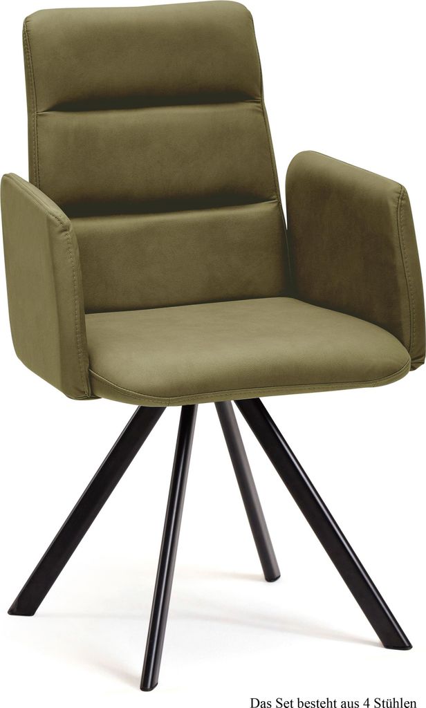 Armlehnstuhl (4er-Set) Deane 52x92x60 Schwarz/Olivgrün