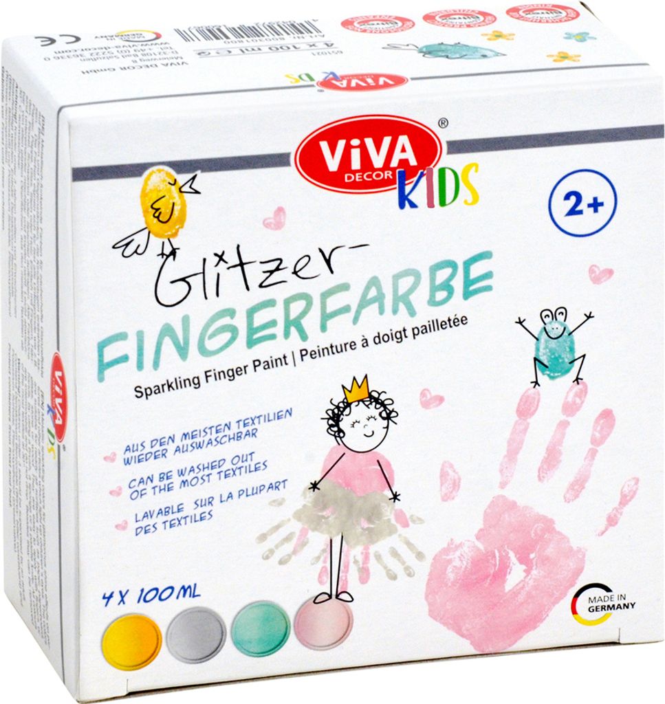 ViVA DECOR Fingerfarbe "ViVA KIDS" 4er-Set Glitzer Produktbild 