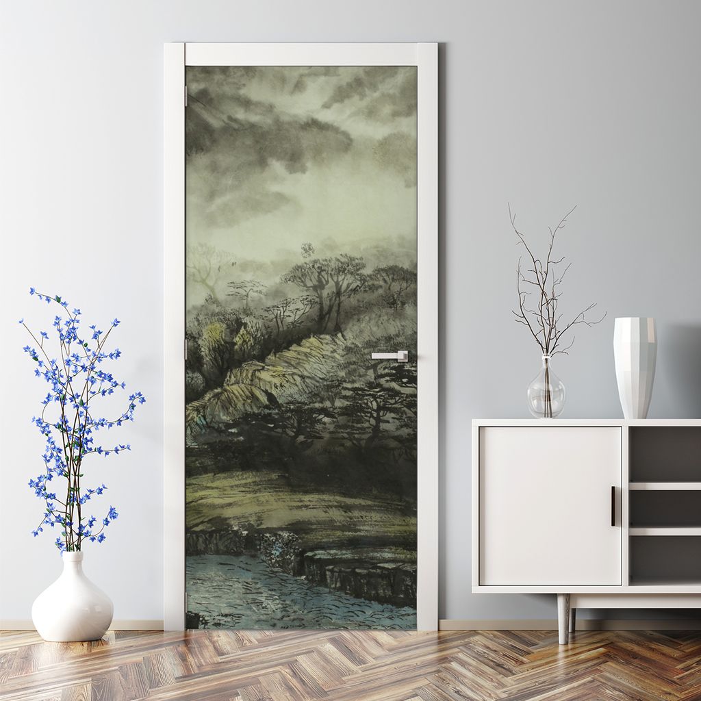 Dekorative Aufkleber Tür Deko selbstklebend Klebefolie Türtato Türposter Chinesische Berg 85 x 200 cm