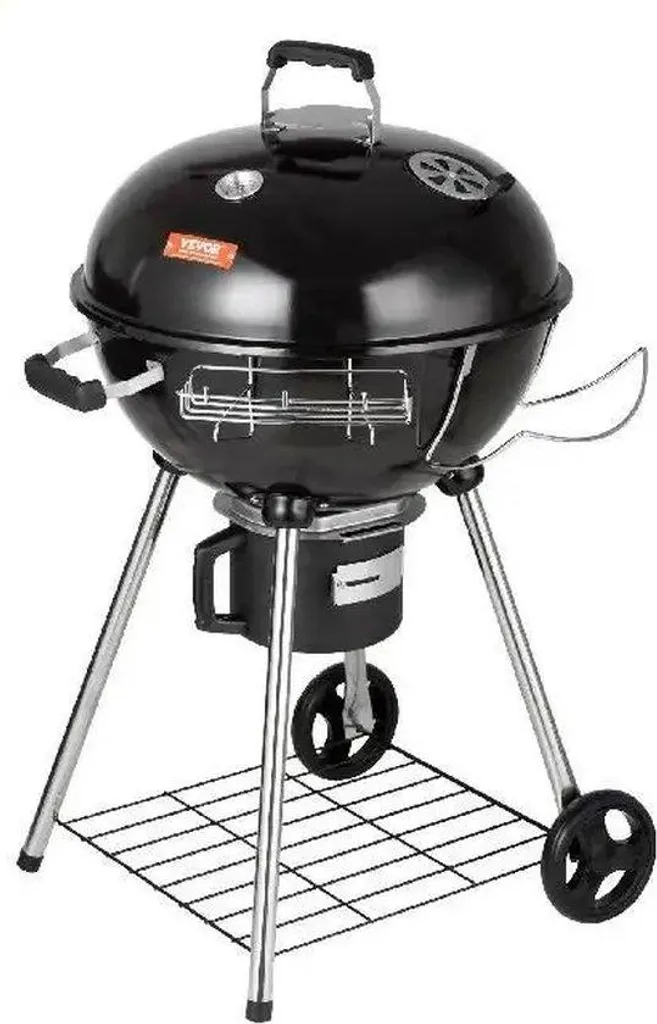 Grand Barbecue à Charbon sur Chariot Bois - Grille Ronde de 55 cm XXL