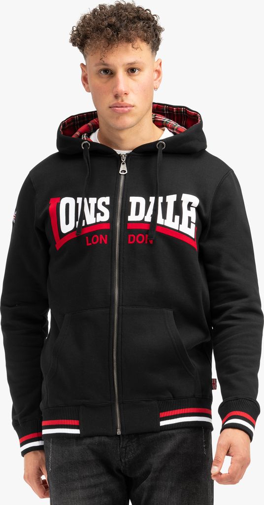 Herren Kapuzensweatjacke mit Reißverschluss normale Passform NATEBY Black 3XL Lonsdale