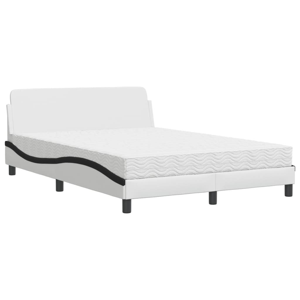 Bett mit Matratze "Dover" Weiß und Schwarz 140x200 cm Kunstleder