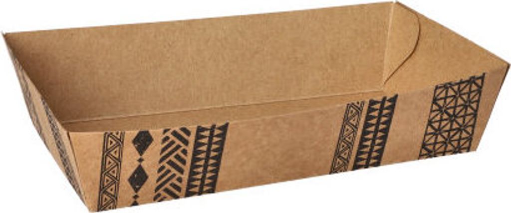 Conpax (LM) 480 Snacktrays, Pappe 3,8 cm x 8,5 cm x 15,5 cm braun "Maori" extra groß | Karton (480 Stück)