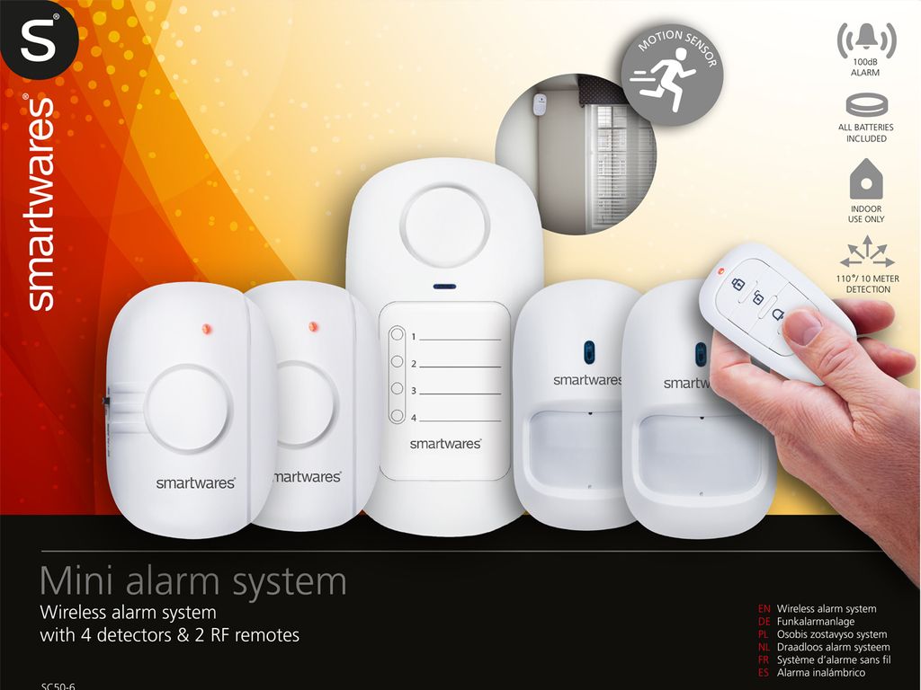 Smartwares Alarmsystem Funkalarm Bewegungsmelder Magnetkontakt Sicherheit SC50-6
