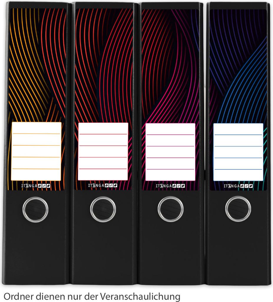 itenga 12er Set Ordneretiketten als Panorama Motiv Wellen - breit 6x19cm